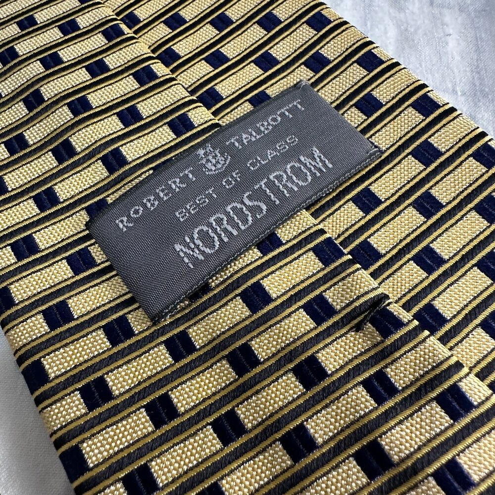 Robert Talbott Best of Class Silk Tie 57x4 Gold Tan Navy Geometric Nordstrom